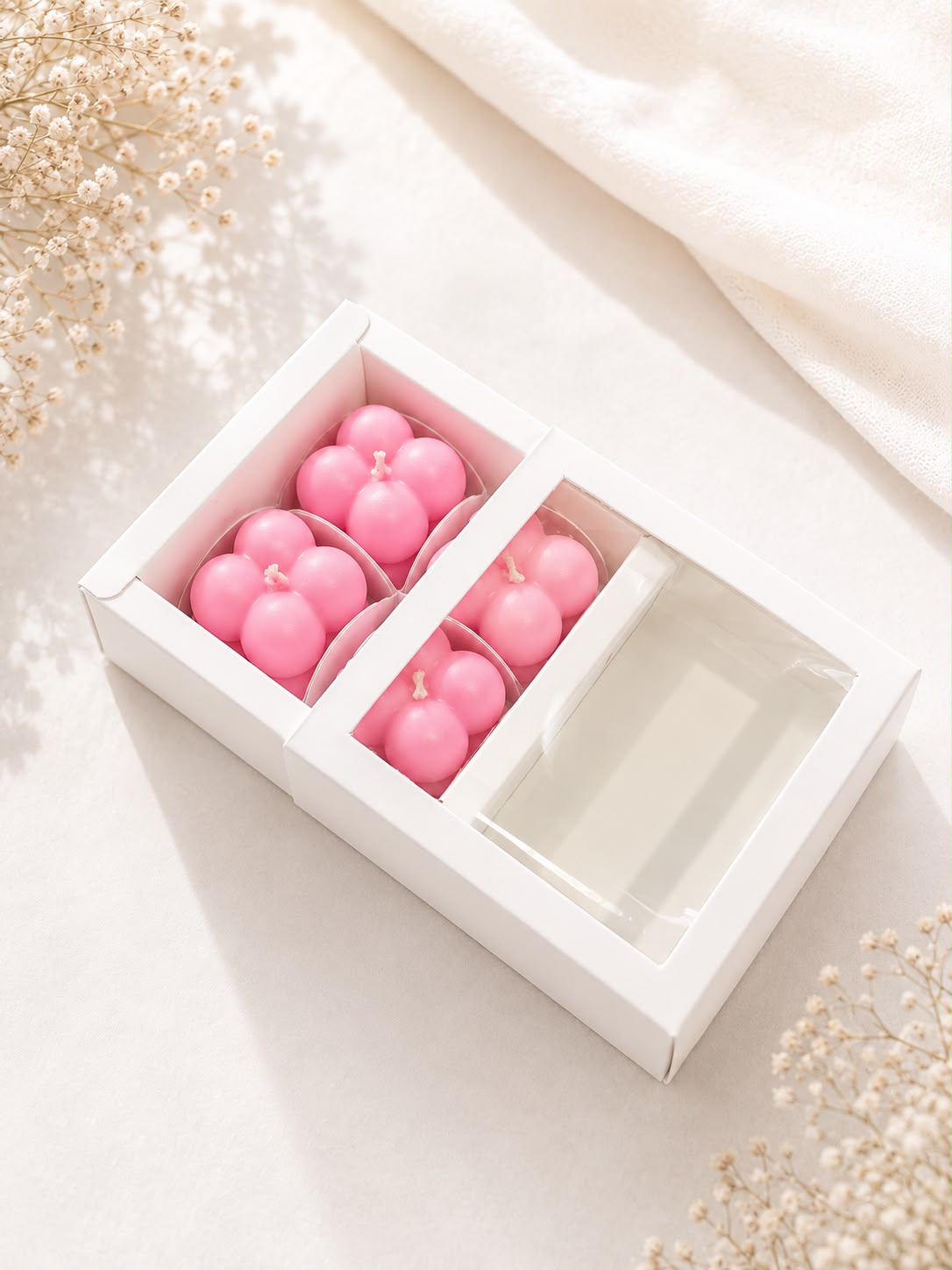 4 Cavity Box Slider I Ladoo I Mini Bubble I Peony I Shell | Tealight Box |PO56