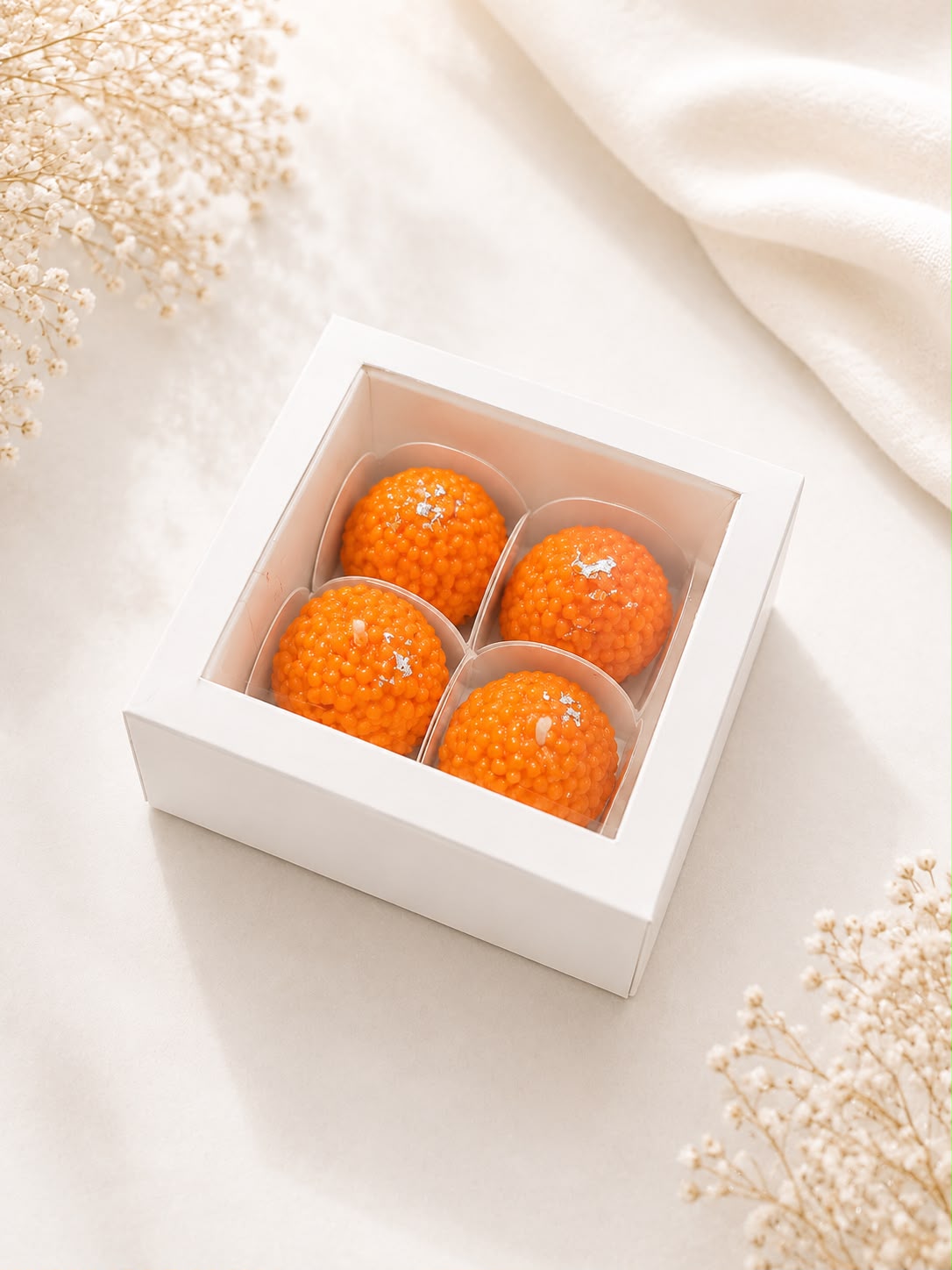 4 Cavity Box Slider I Ladoo I Mini Bubble I Peony I Shell | Tealight Box |PO56
