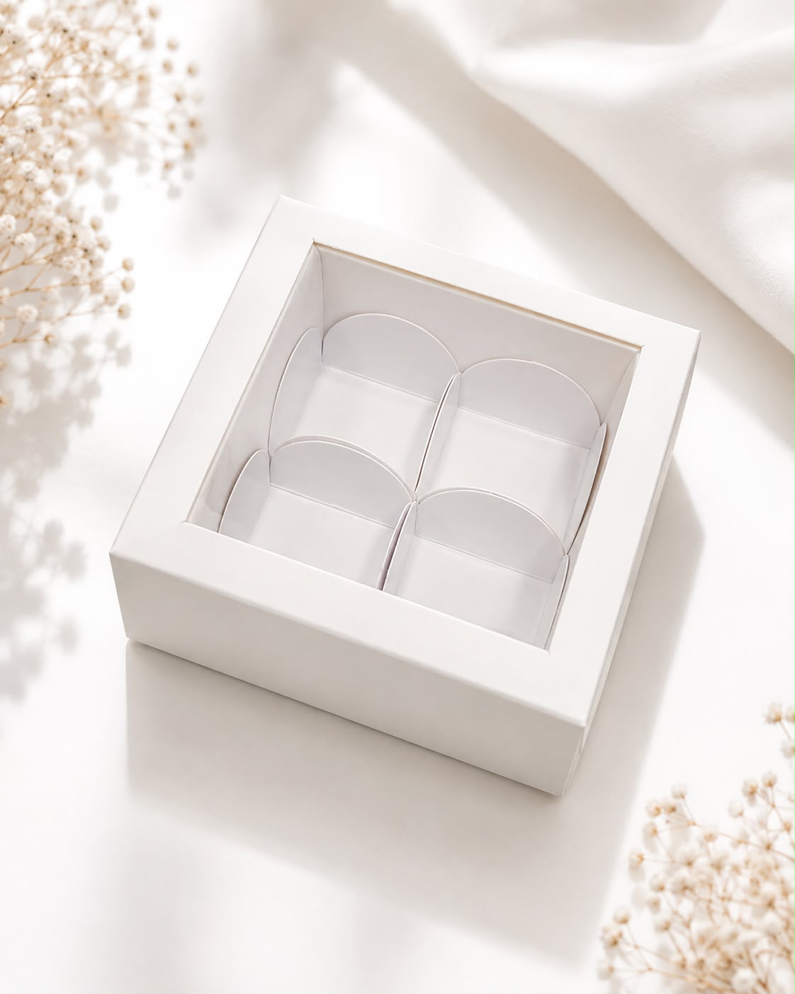 4 Cavity Box Slider I Ladoo I Mini Bubble I Peony I Shell | Tealight Box |PO56