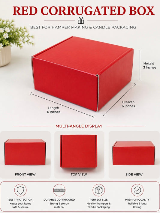 Red Corrugated Box (6x6x3 inch) PO41